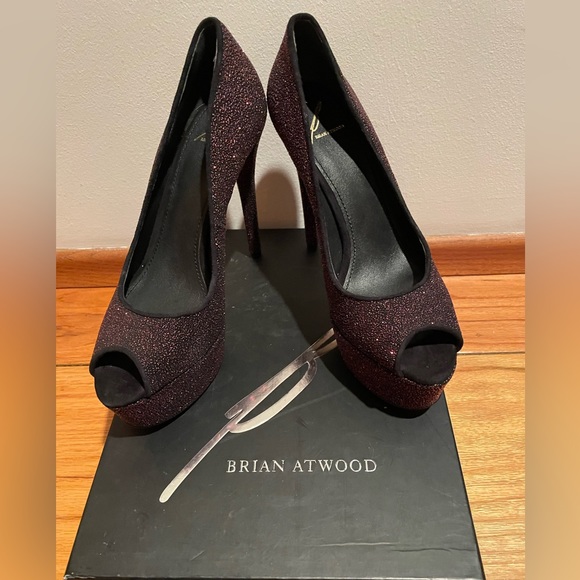 👠"There's No Place Like Home!" Brian Atwood Bambola Fuschia Sparkle Peeptoe Sz 9 - Picture 5 of 16